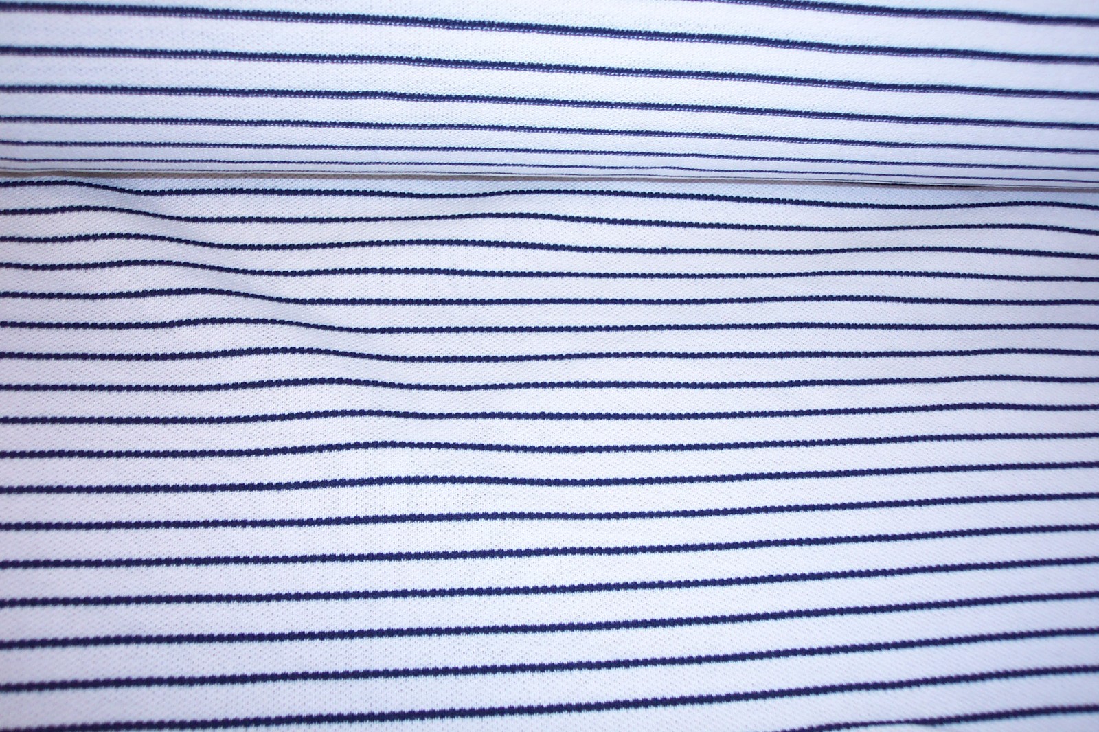 “NEW”, Natural/Navy Stripe Pique, Cotton/Poly, Cloth Fabric Material Marcella