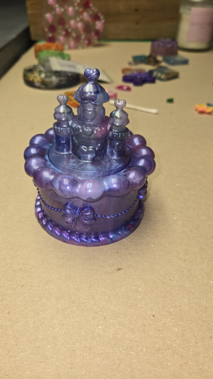 Castle Trinket Box Purple Blue Colorshift Princess Gift Handmade Epoxy Resin Art