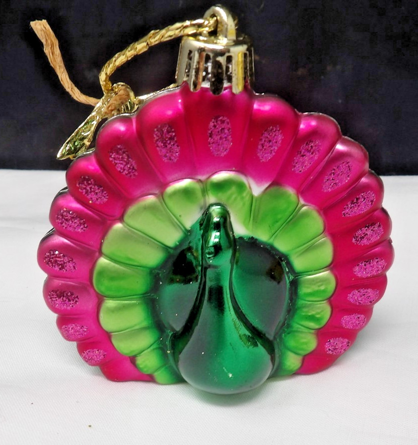Colorful Plastic Peacock Shaped Christmas Ornament 3″ Tall