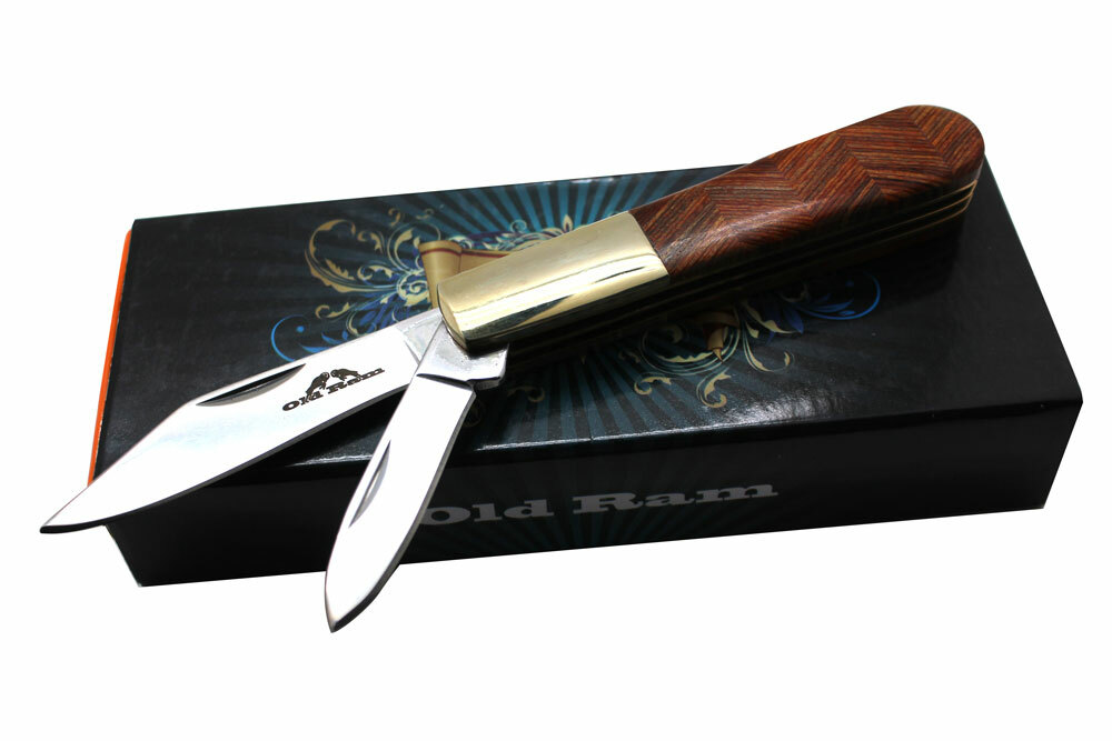 Old Ram Collection Everyday Carry Manual Folding Trapper Knife w/Smooth Wood