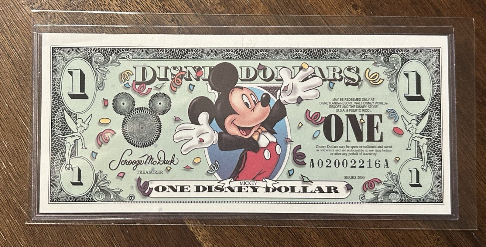 2000 Series A $1 Disney Dollar Mickey Mouse / Epcot Millennium
