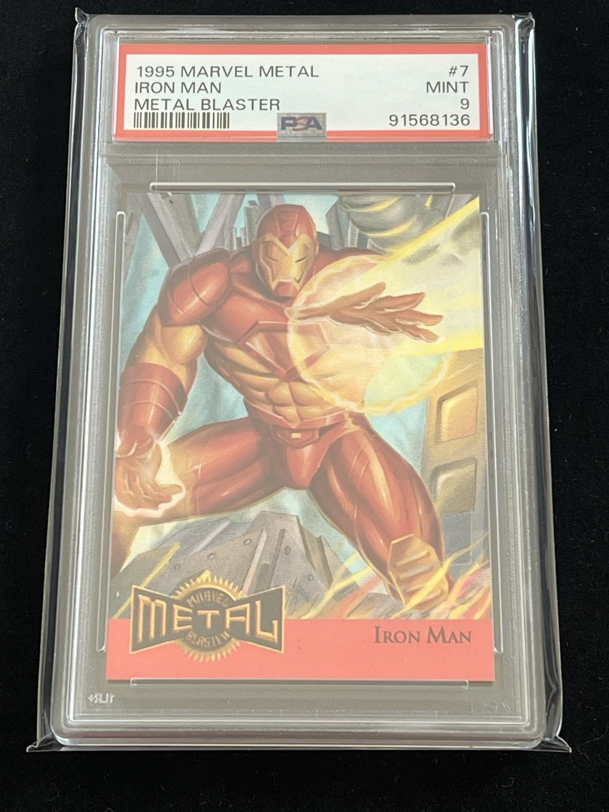1995 95 MARVEL METAL METAL BLASTER IRON MAN #7 PSA 9 MINT
