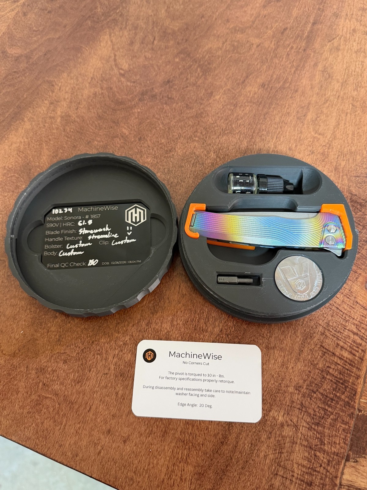 MachineWise Sonora Magnacut Titanium Frame Lock Knife tri color fade