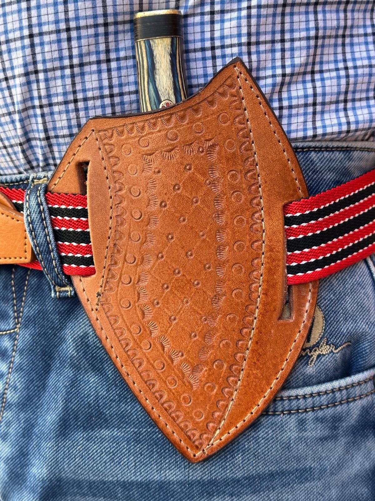 USA EDC Pancake Folding Blade & Fixed Blade Multi-Tool Leather Knife Holster
