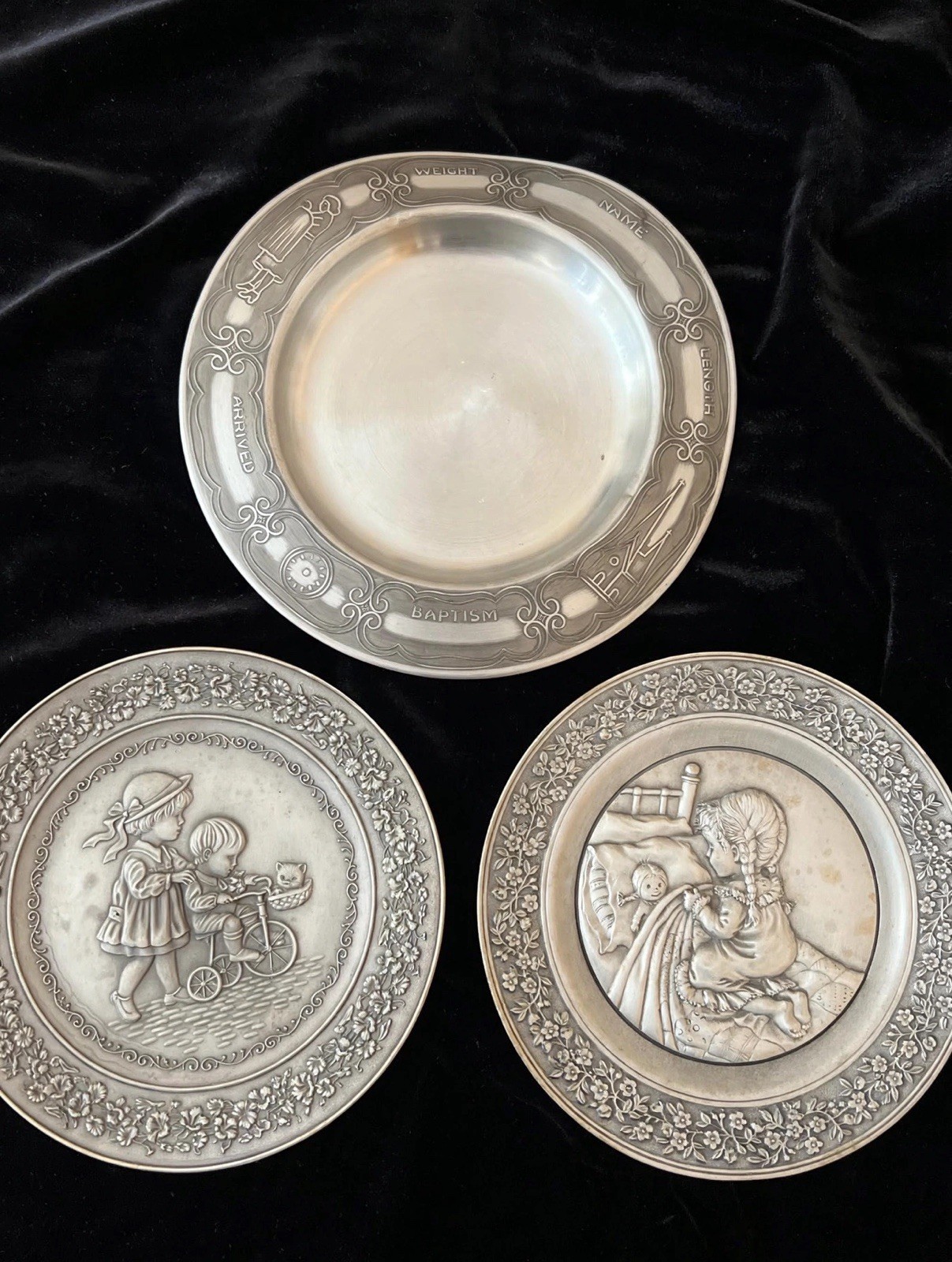VintgePewter Plate Lot 3 – Hallmark Little Gllry79 83 Selandia Norway Bby Baptsm