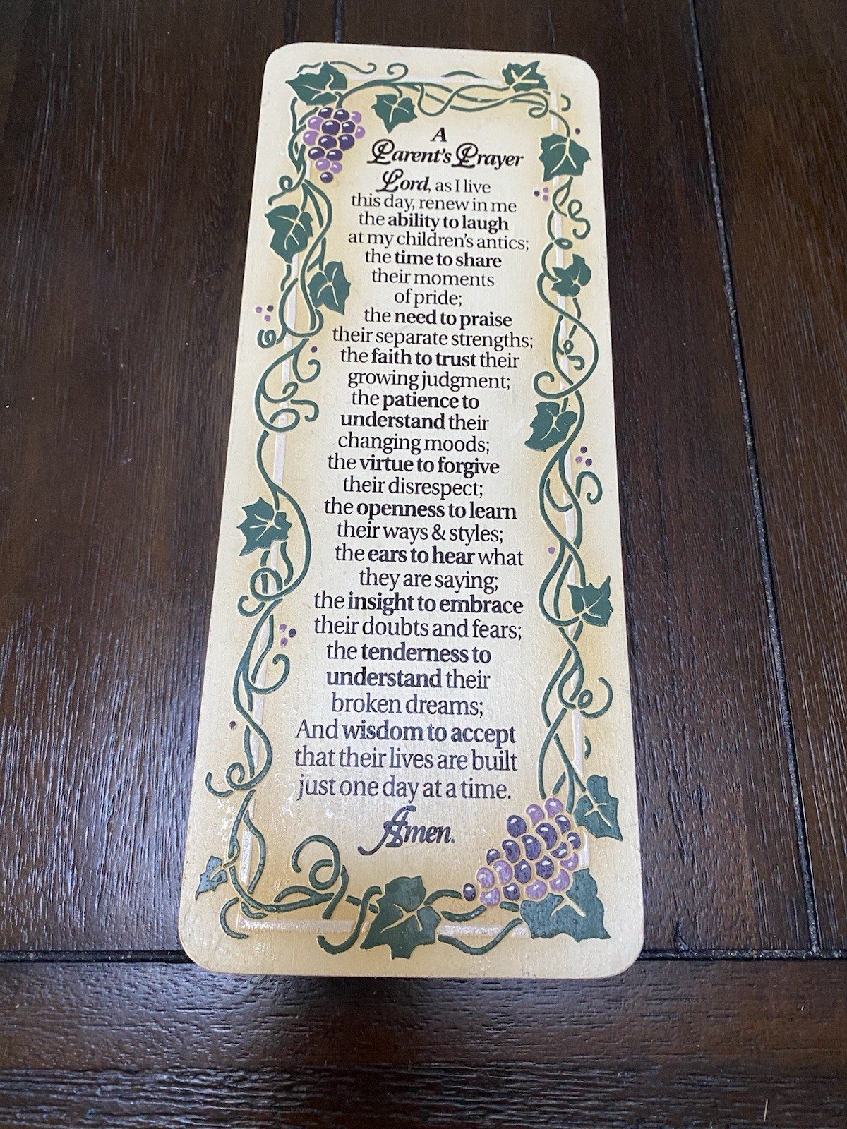 “A Parent’s Prayer” Wall Plaque Wood Folk Art 12.25″ Tall