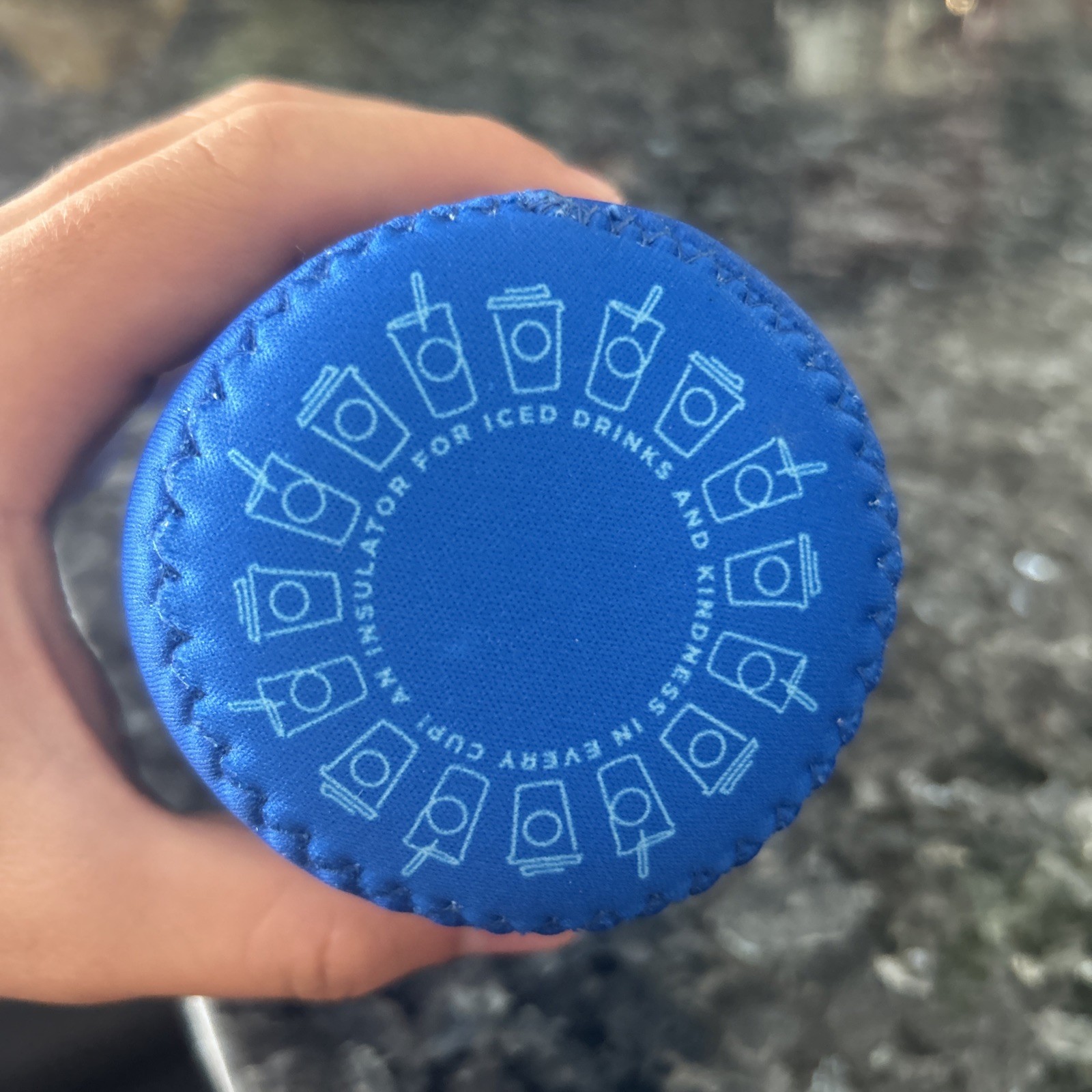 7 Brew Coffee Rise & Grind Koozie Sleeve (Blue and White) Fits average 7brew cup