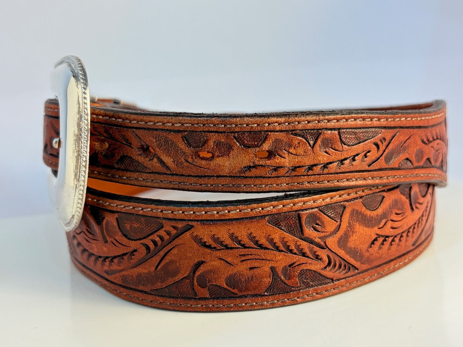 Sterling Silver Taxco Mexico .925 Ranger Western Belt Buckle 40 Vogt Strap