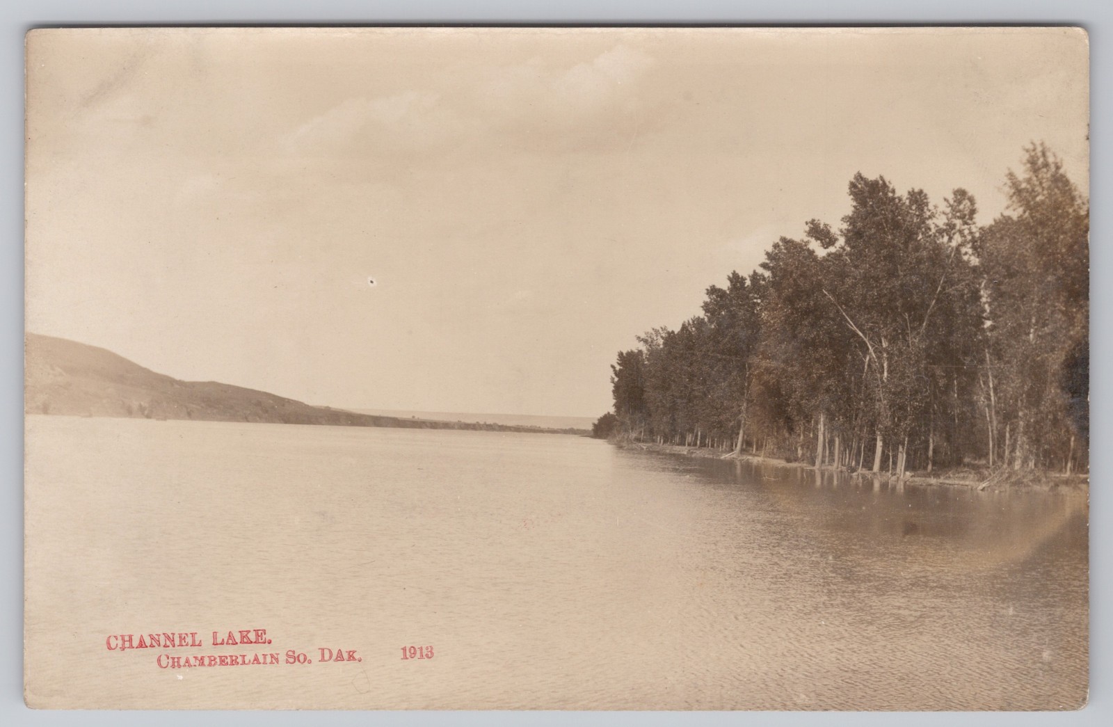 Vintage Chamberlain, SD Postcard 1913 Channel Lake Real Photo RPPC Missouri Riv