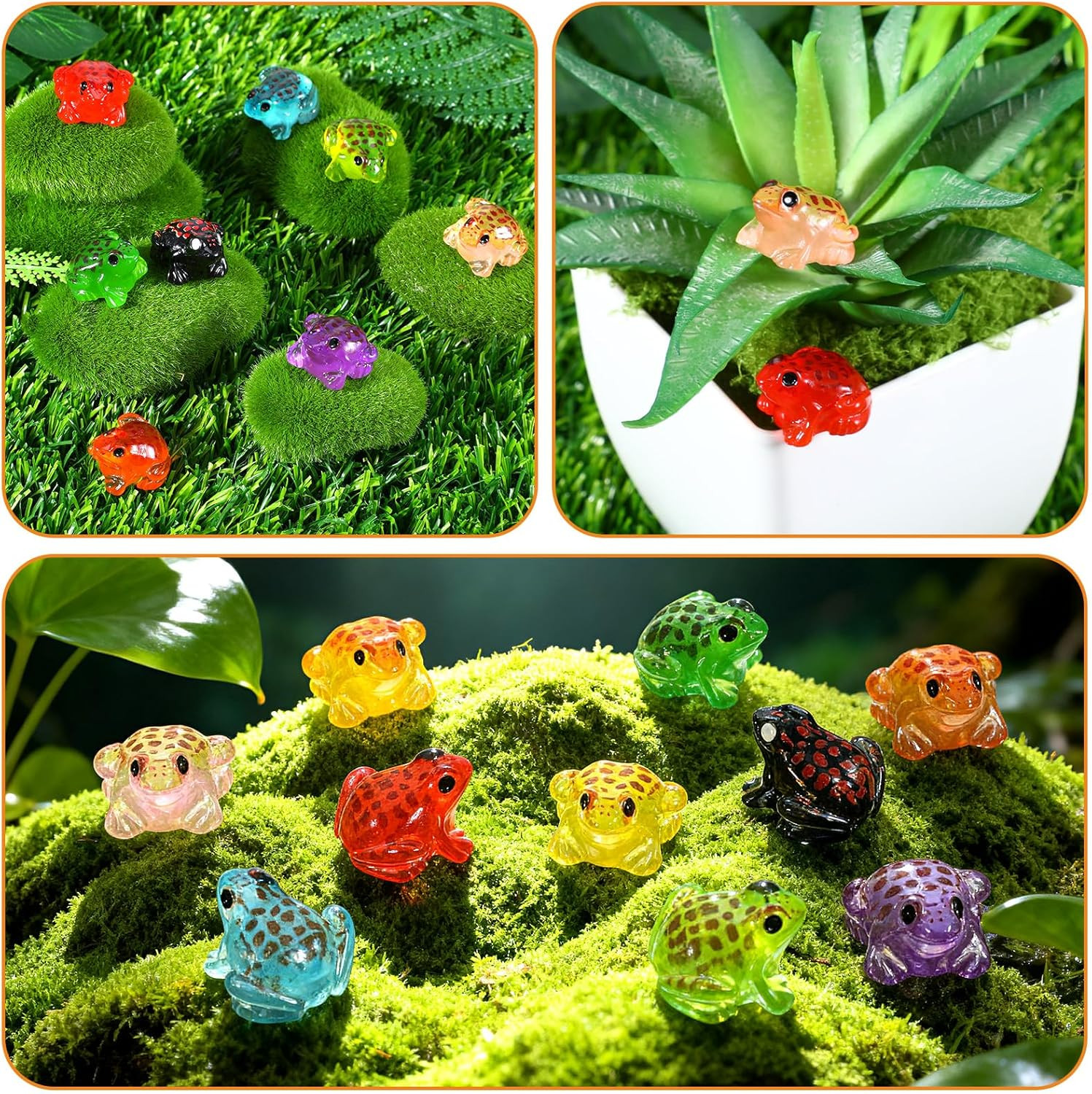 20 PCS Luminous Mini Resin Frog, 10 Colors Tiny Frogs Glow in the Dark Miniature