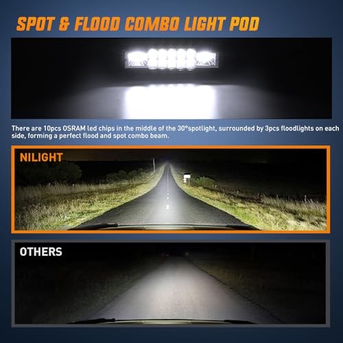 Golf Cart Adjustable 60W LED Pods 2Pcs White 1.0 Count Not Smart Home Compatible