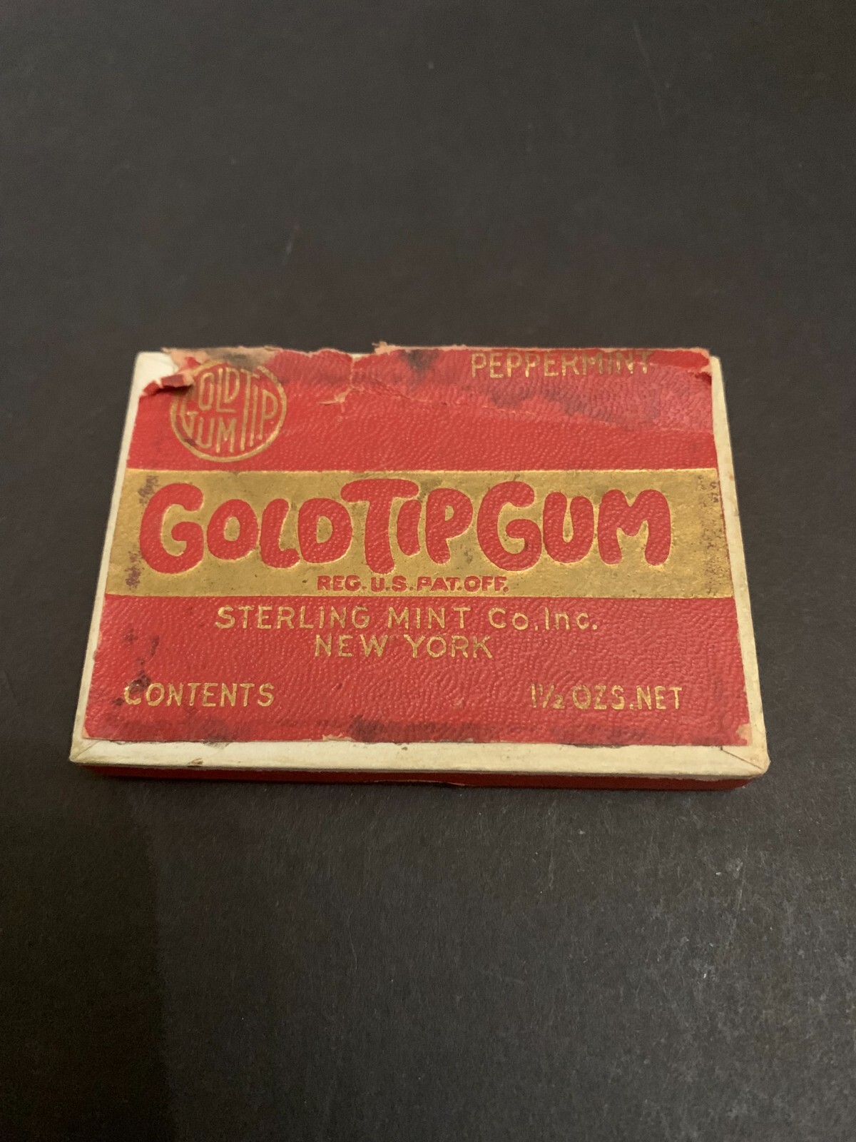 Vintage Peppermint Gold Tip Gum Sterling Mint Co. New York Cardboard Box
