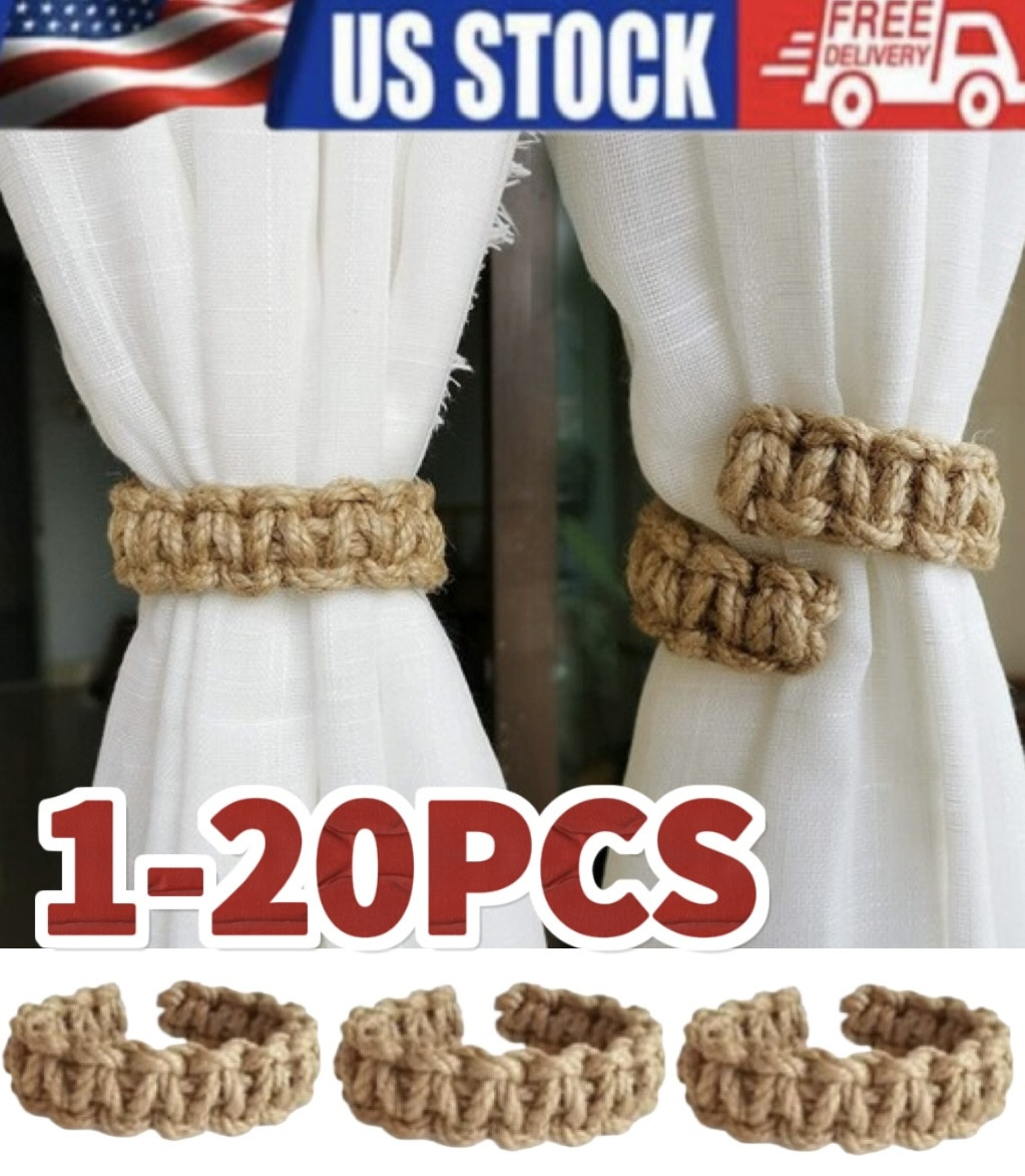 4X Twist Curtain Buckles Jute Braided Curtain Tie Rope Tieback Holder Clips US