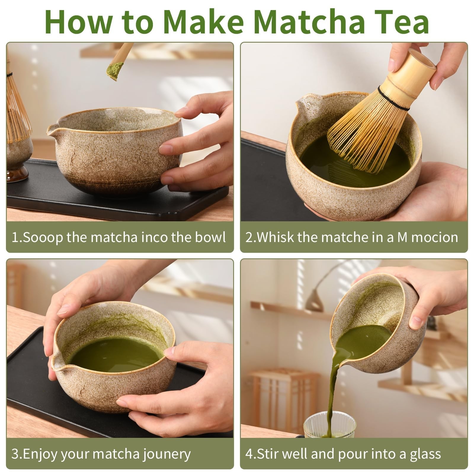 Japanese Matcha Tea Set,Ceramics Match Bowl with Spout,Included Handmade Cera…