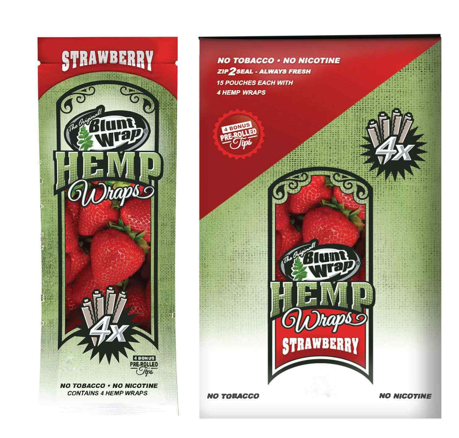 FULL DISPLAY The Original B Wrap Strawberry Flavor – (60 Wraps + Tips)