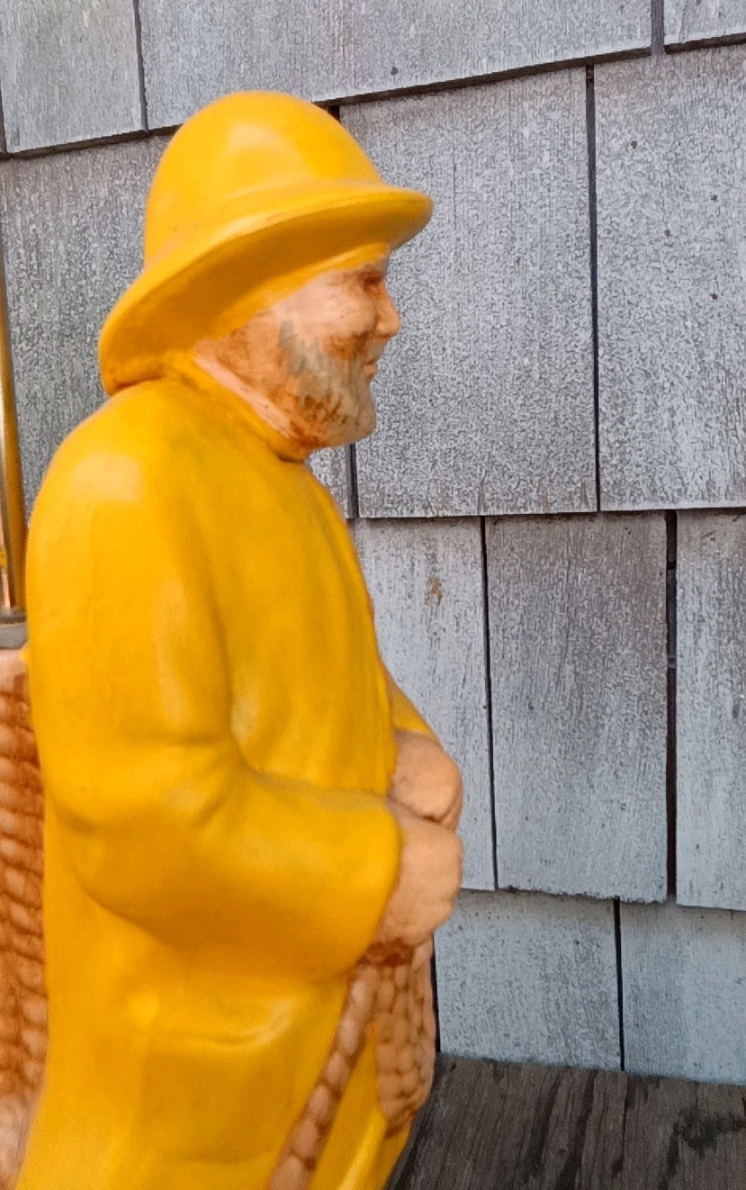 TWO VTG V. RARE MATCHING CHALKWARE Sailors, Longshoreman, Dock Worker 30″ LAMPS