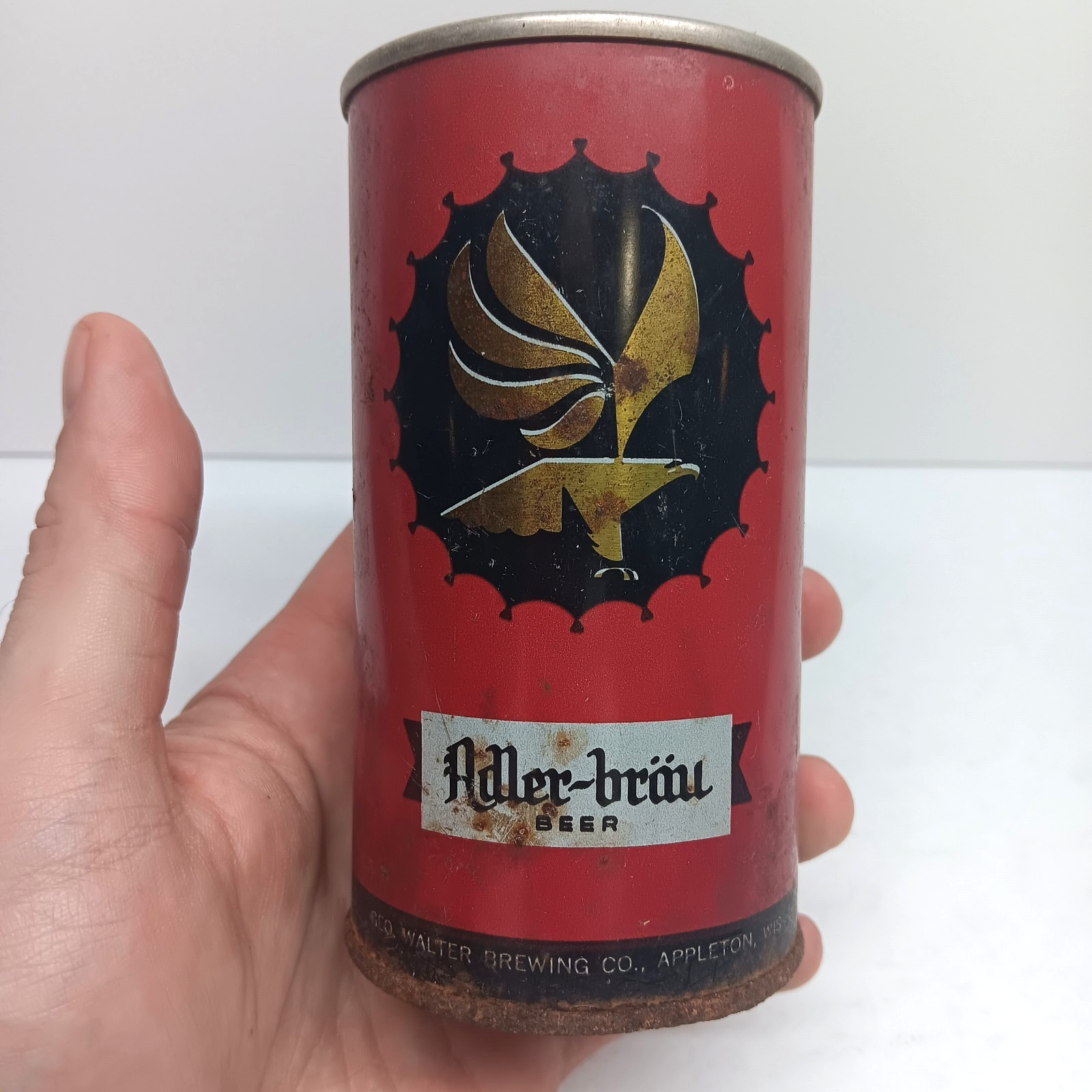 ADLER-BRAU Straight Steel 12oz. Pull Tab Beer Can Geo Walter Brewing Appleton WI