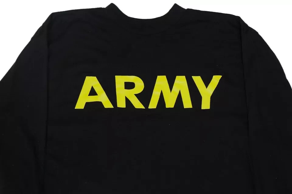 MEDIUM – Men’s APFU Long Sleeve Shirt Army Black and Gold PT Fitness Shirt EXC