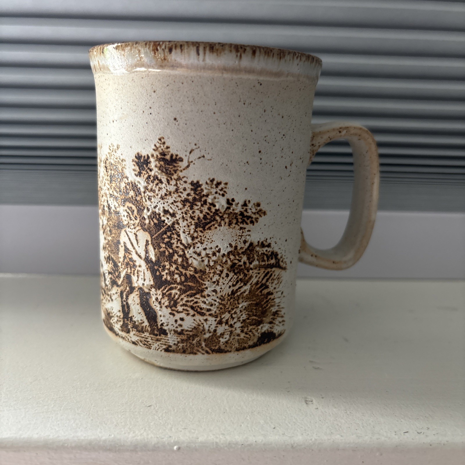 Vintage Dunoon Mug possibly 1970s. Stoneware Made in Scotland. Hunter With Dogs