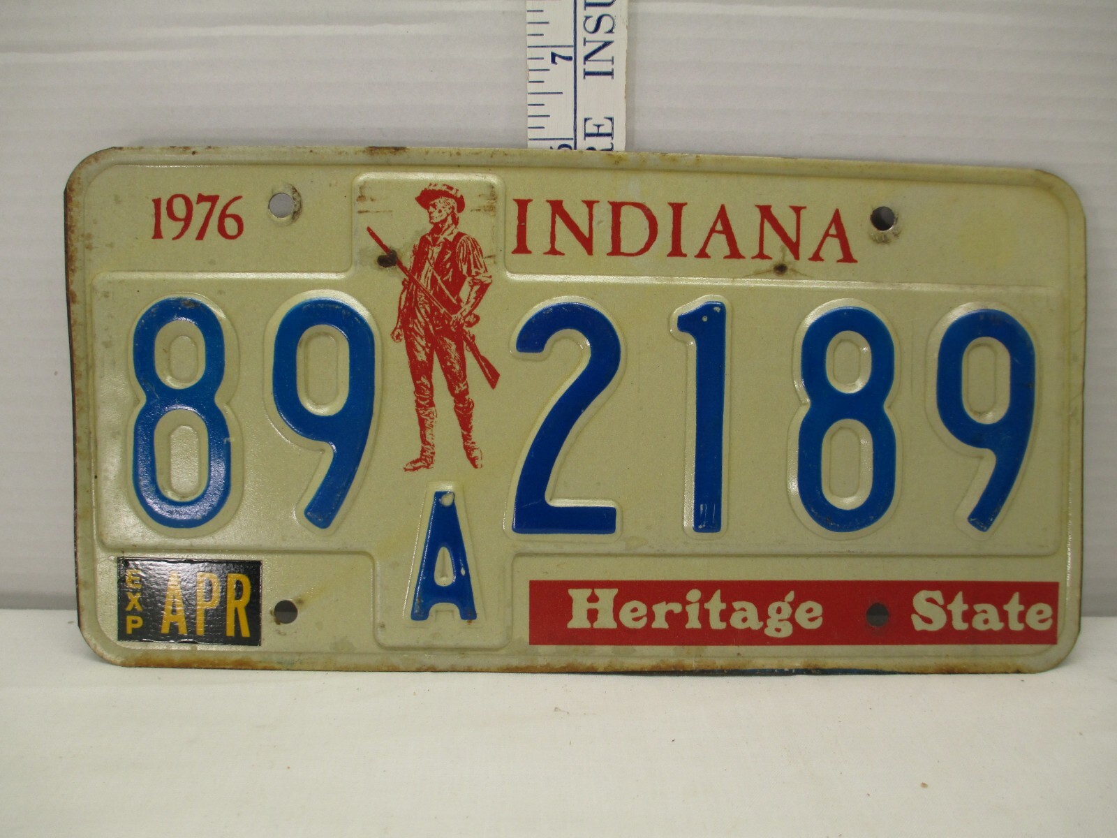 Vintage Indiana License Plate 1976 # 89A 2189