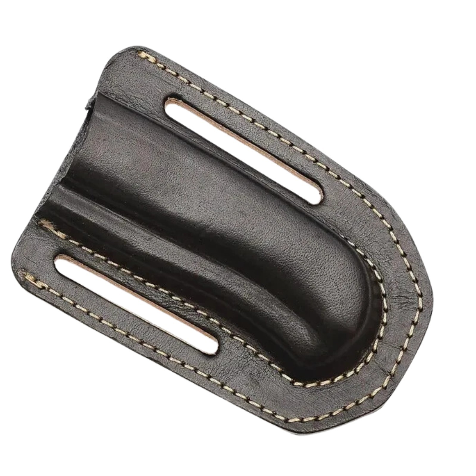 Handmade Brown Leather Sheath Vertical Belt for Buck 110 Folding Pocket Knife