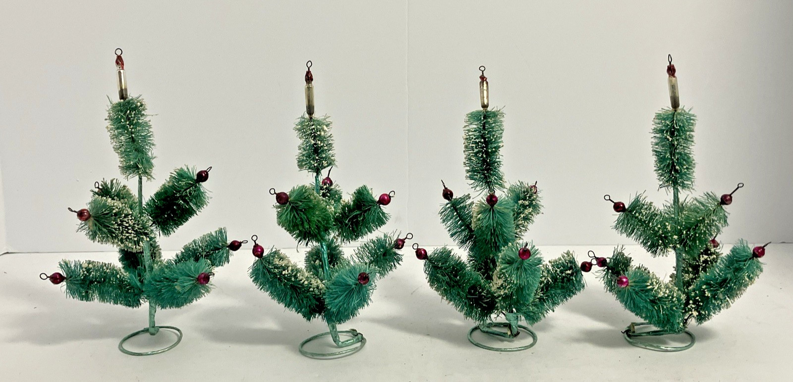 VTG BottleBrush ChristmasTree Mercury Glass Ornament Candle Dollhouse 6″ -EACH-