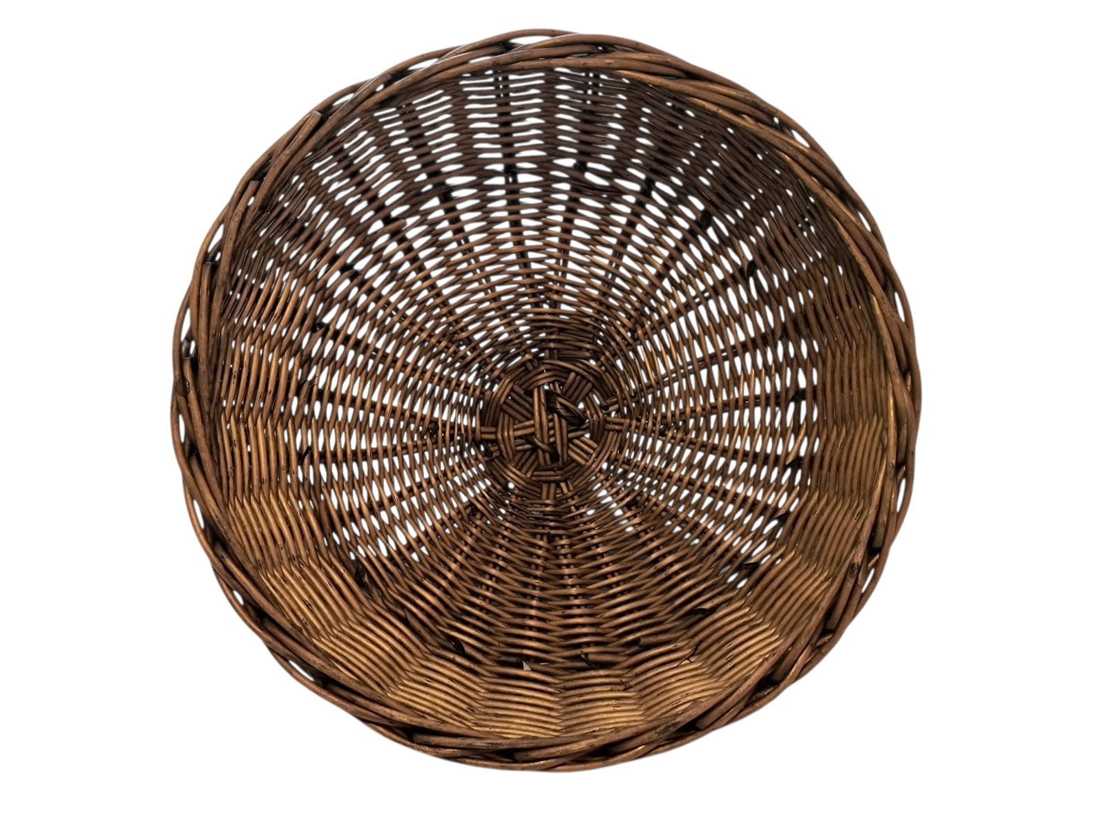 Vtg Large French Woven Rattan Food Basket Tray W/Cloche & Handles