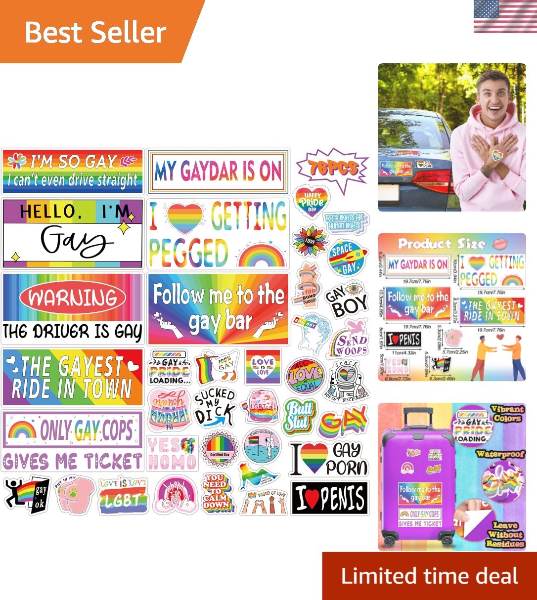 Funny Prank Magnet Bumper Sticker 12-Pack- Decal Bumper Magnets Pranks for Adult