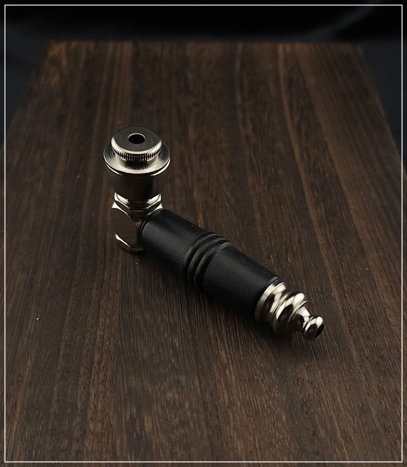 Black Bamboo Sleeve Smoking Pipe / Brass Pipe with Lids and Screens