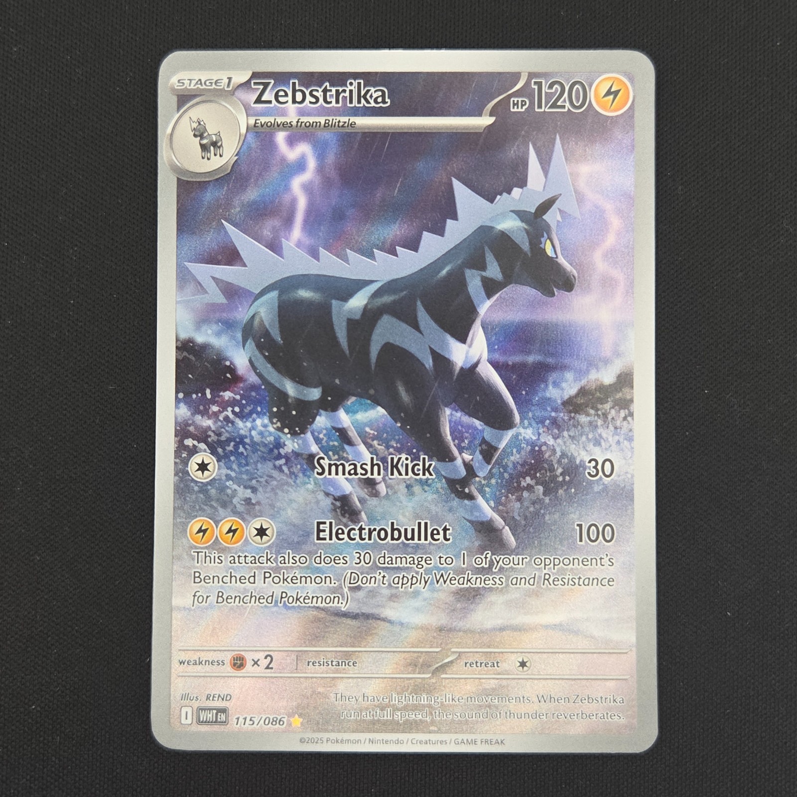 Pokemon TCG Card Zebstrika 115/086 White Flare Illustration Rare *English* – NM