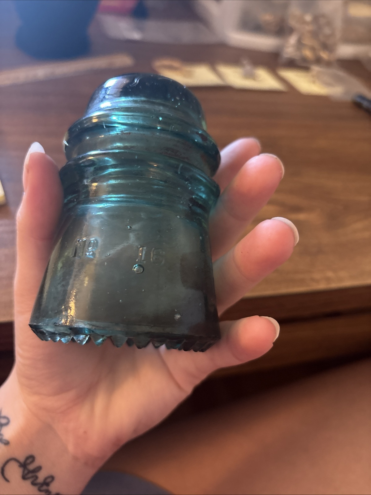 Vintage Glass Insulator Hemingray No 16.. Has Some Use As Shown In The Picture