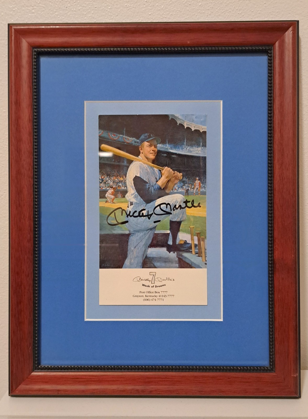 Mickey Mantle Autographed Week of Dreams Print Framed PSA LOA