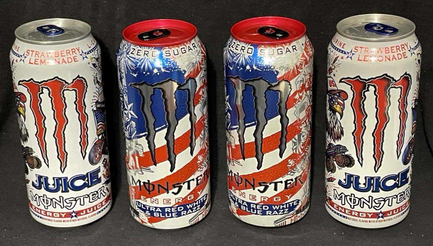 Monster Energy Red White Blue 250th Anniversary Limited Edition Cans 4 Pack