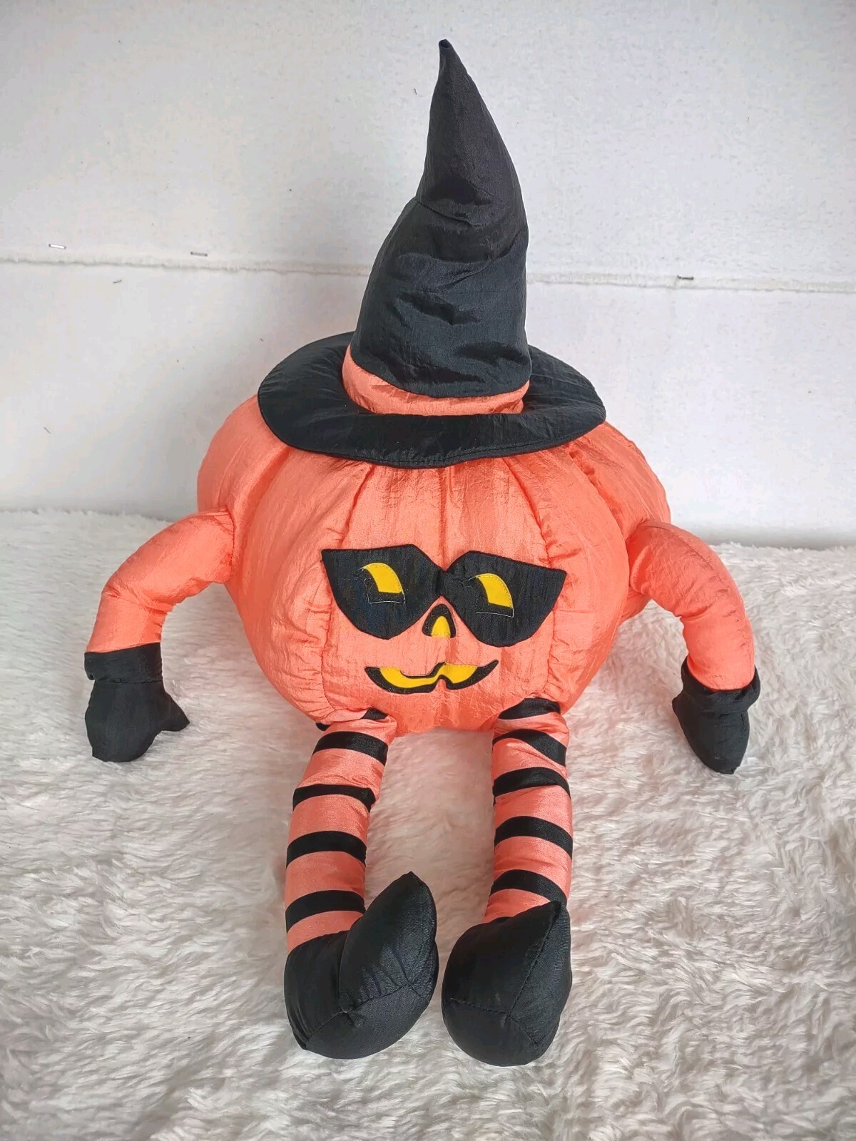 International Silver Co. Halloween 12” Nylon Witch Pumpkin Plush Jack-O-Lantern