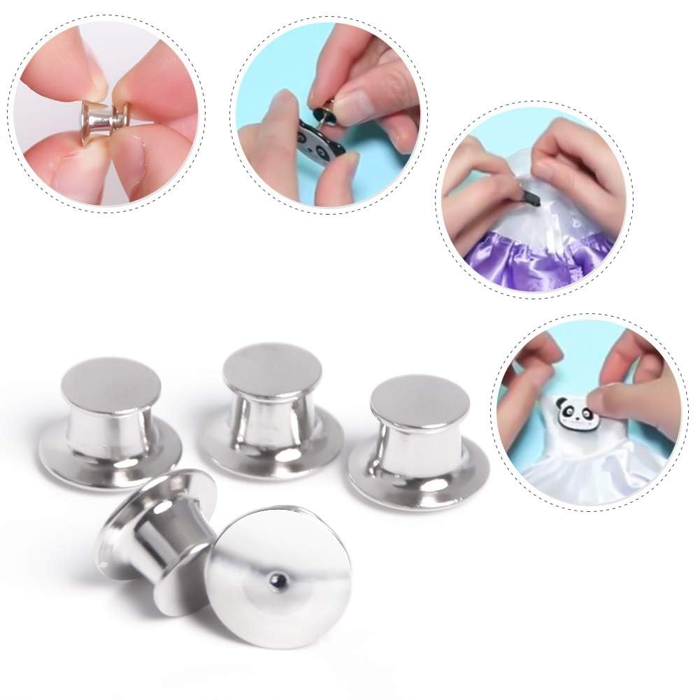 30 Pieces Metal Pin Backs Locking 1 cm diameter, 0.6 height, Silver