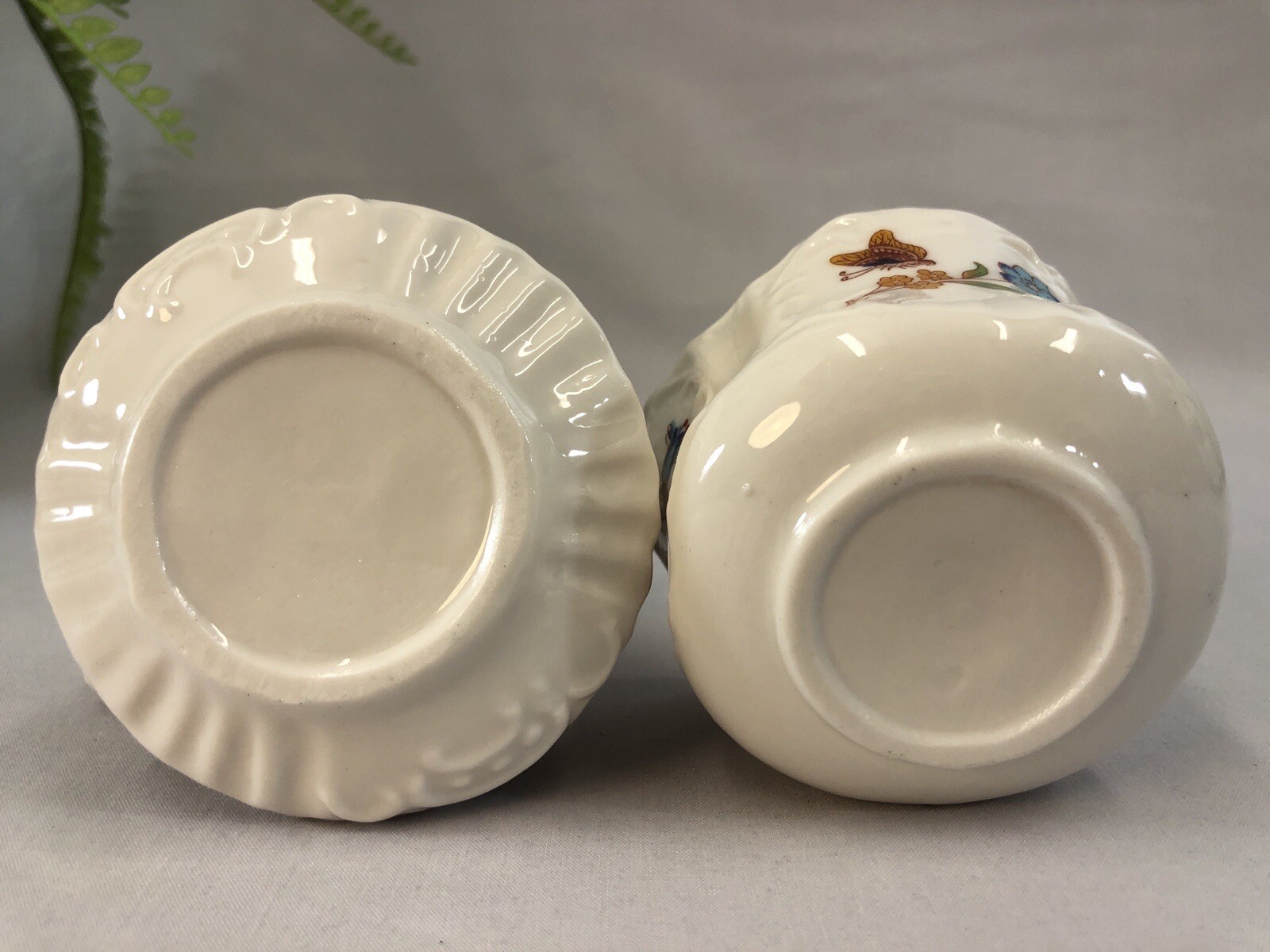 Brinns Floral Creamer & Sugar SET Cup Trinket Dish Gold Accents Bone China