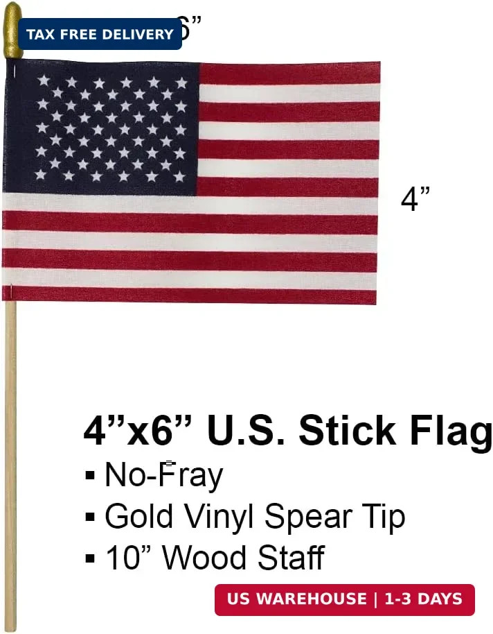 GIFTEXPRESS Set of 12, Proudly Made in U.S.A. Small American Flags 4×6 Inch/Smal