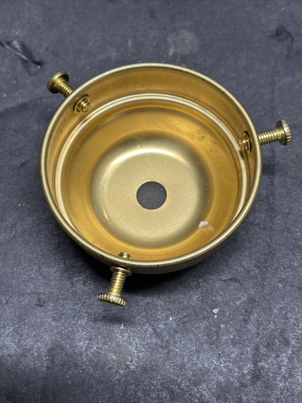 2 1/4” INCH FLAT UNFINISHED BRASS SHADE HOLDER WITH 3 BRASS PLATED SET SCREWS