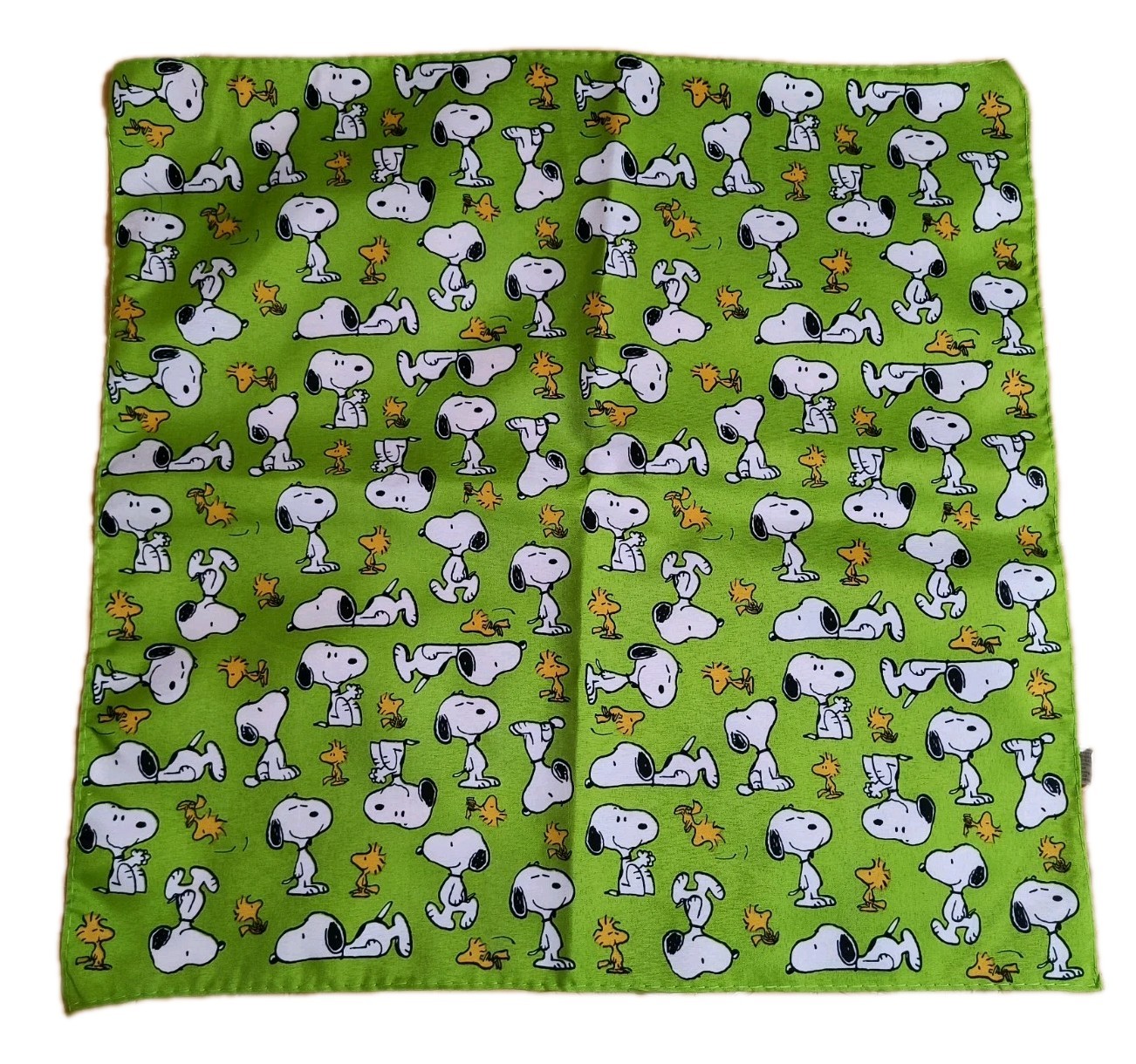 Peanuts Snoopy & Woodstock Green Large Bandana 20″ Polyester 100% New Free Ship!