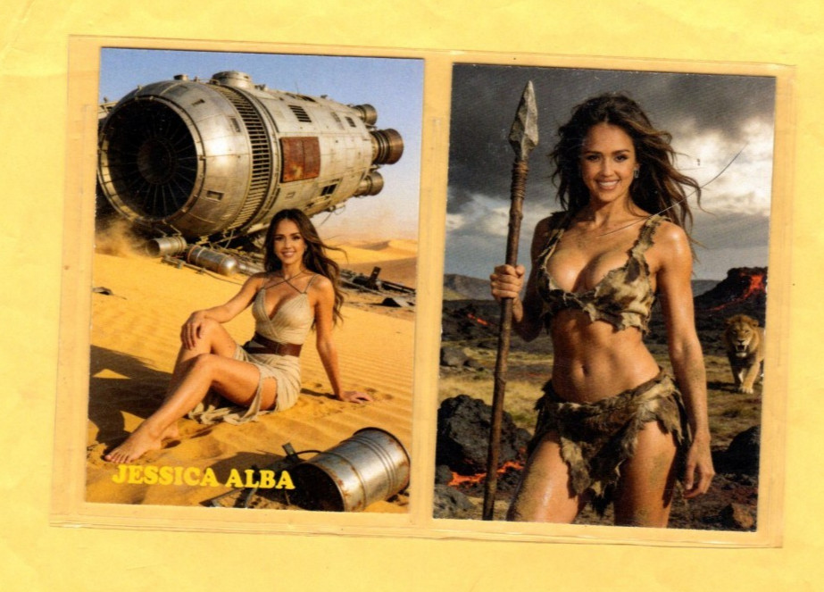 JESSICA ALBA CUSTOM NOVELTY TRADING CARD 2 CARDS SET
