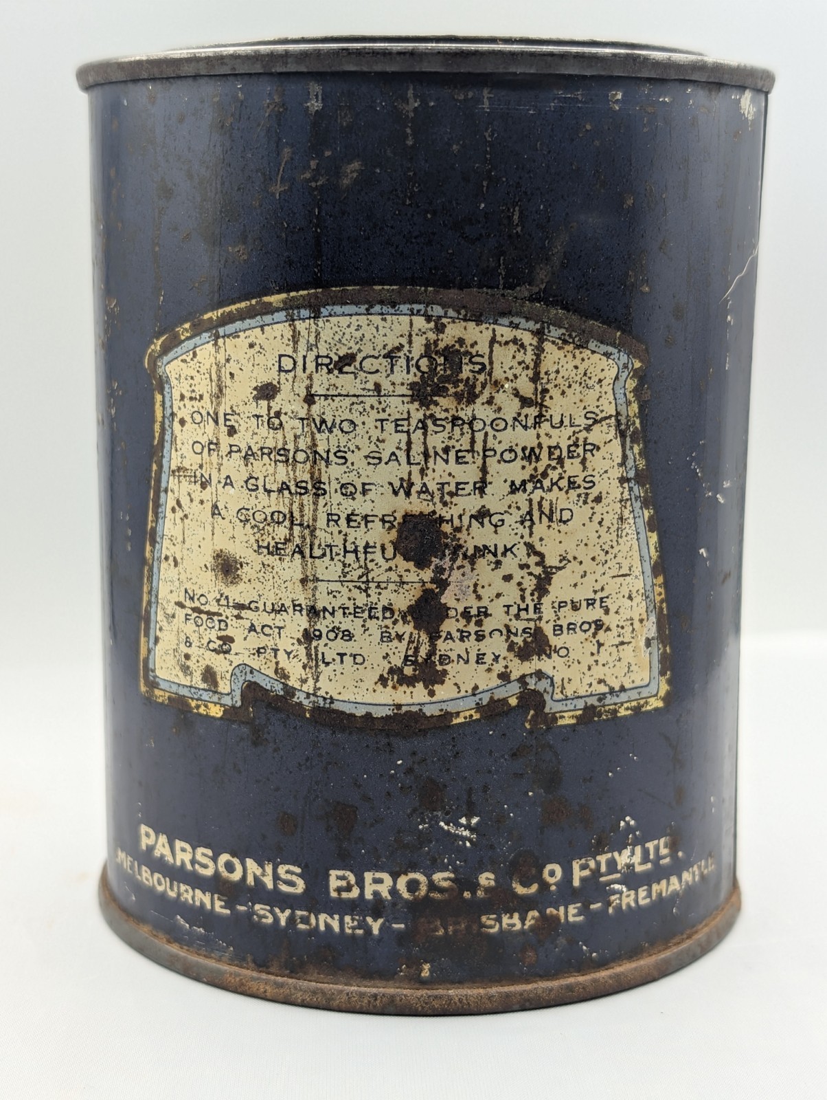 Antique PARSON’S SALINE POWDER FREMANTLE 1 Lb. tin