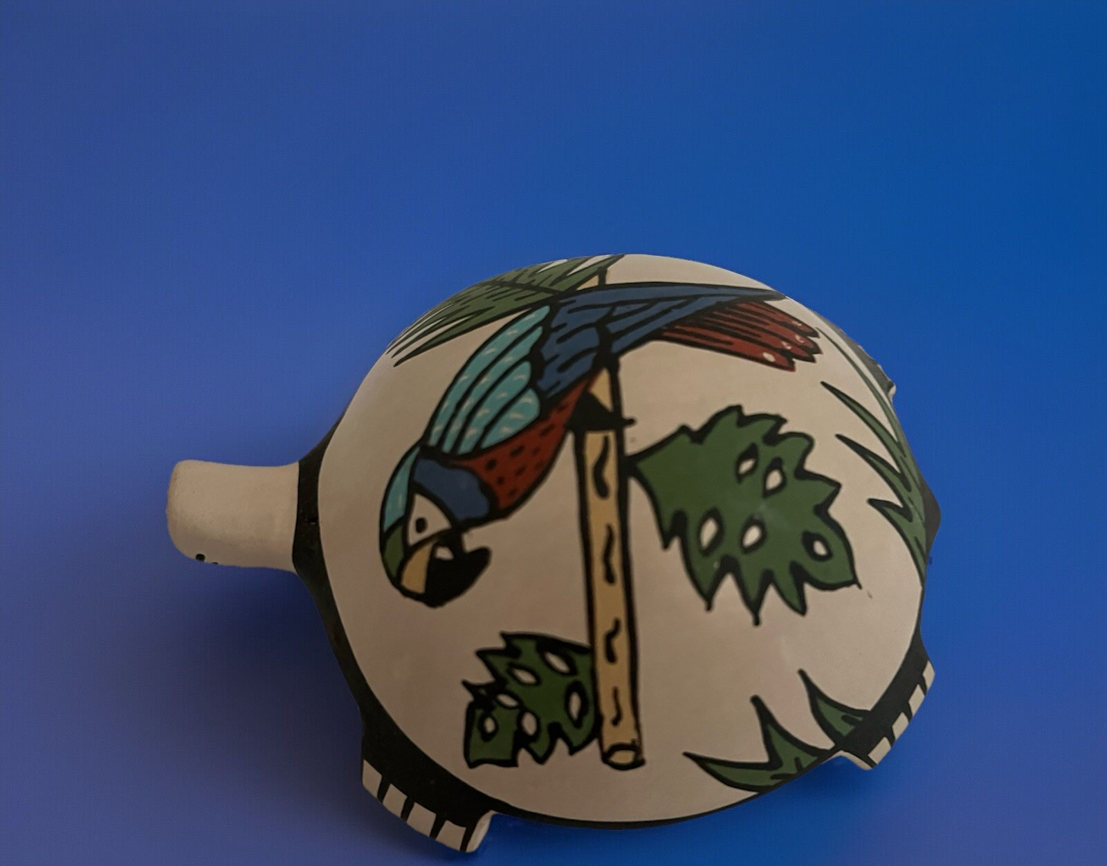 Mata Ortiz Pottery Martha Hernandez Turtle Parrot McCaw Bird Art Clay Mexican