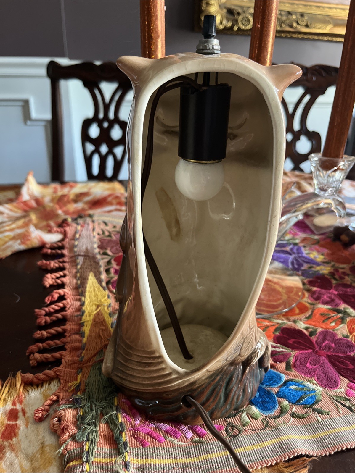 Vintage 1950s Claes Ceramic Spooky Owl Lamp 🎃