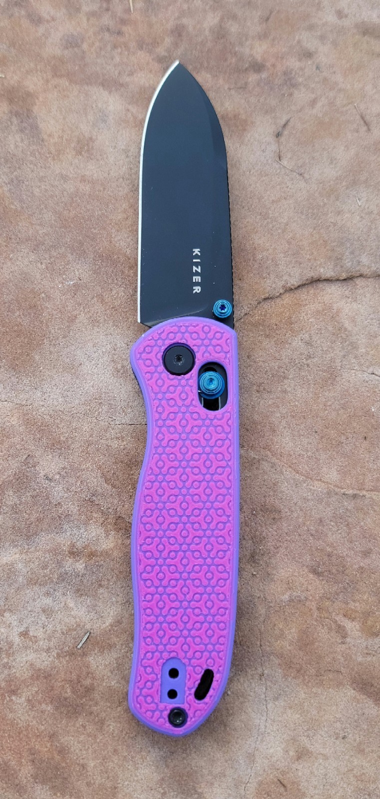 Kizer Drop Bear Custom Made Scales Purple & Pink Geometric PLA Plastic NO KNIFE