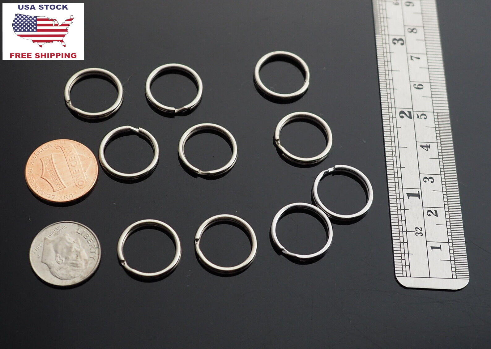 10x PCS – Small Split Key Rings – Keyring Keys Organizer EDC – Silver Color