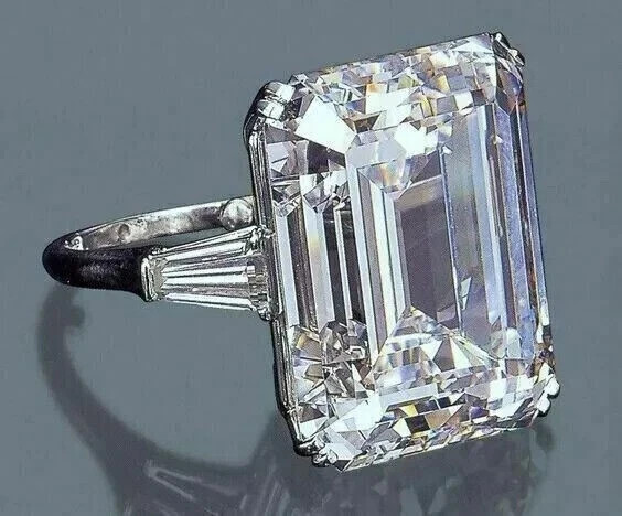 5.50 Ct Emerald Cut Moissanite Diamond Wedding Ring 14K White Gold Plated 925
