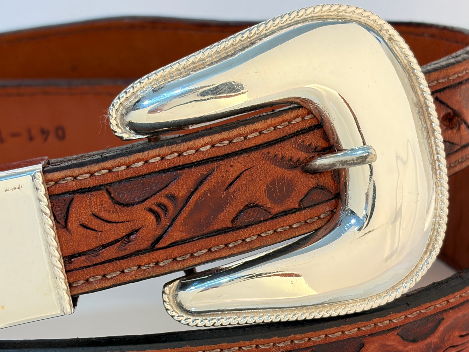 Sterling Silver Taxco Mexico .925 Ranger Western Belt Buckle 40 Vogt Strap