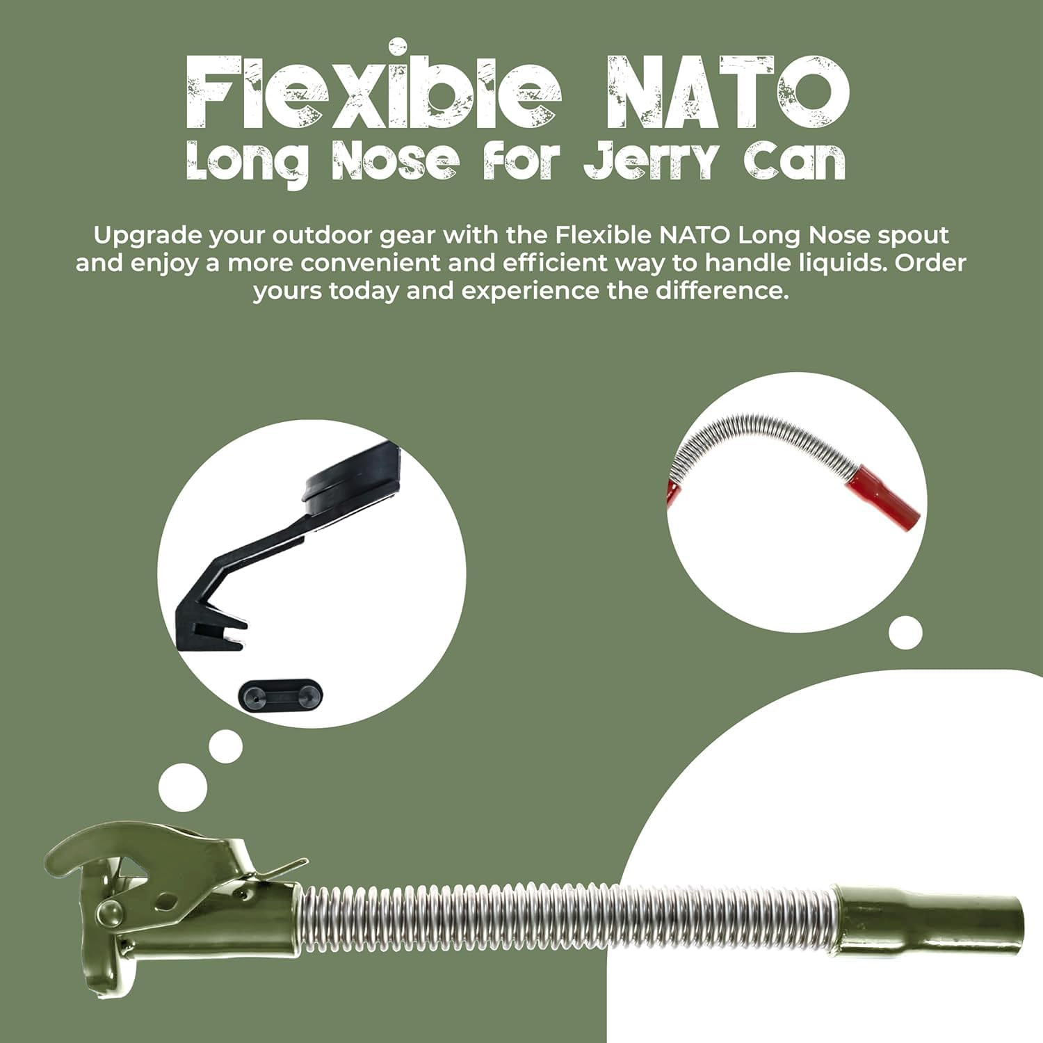 Ultimate NATO Long-Nose Flexible Jerry Can Spout/Nozzle, Perfectly Designed for