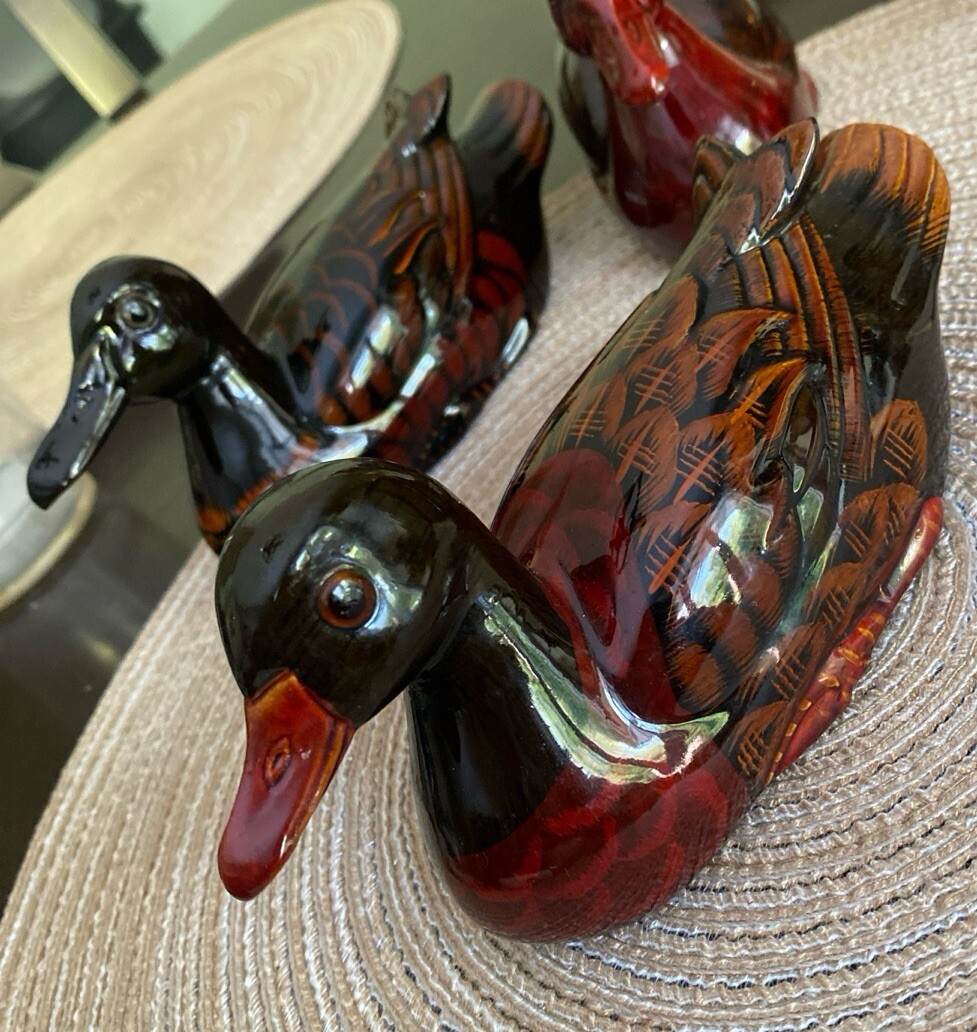 Lot Of 4 brown, black and red 6 – 7” lightweight realistic display ducks