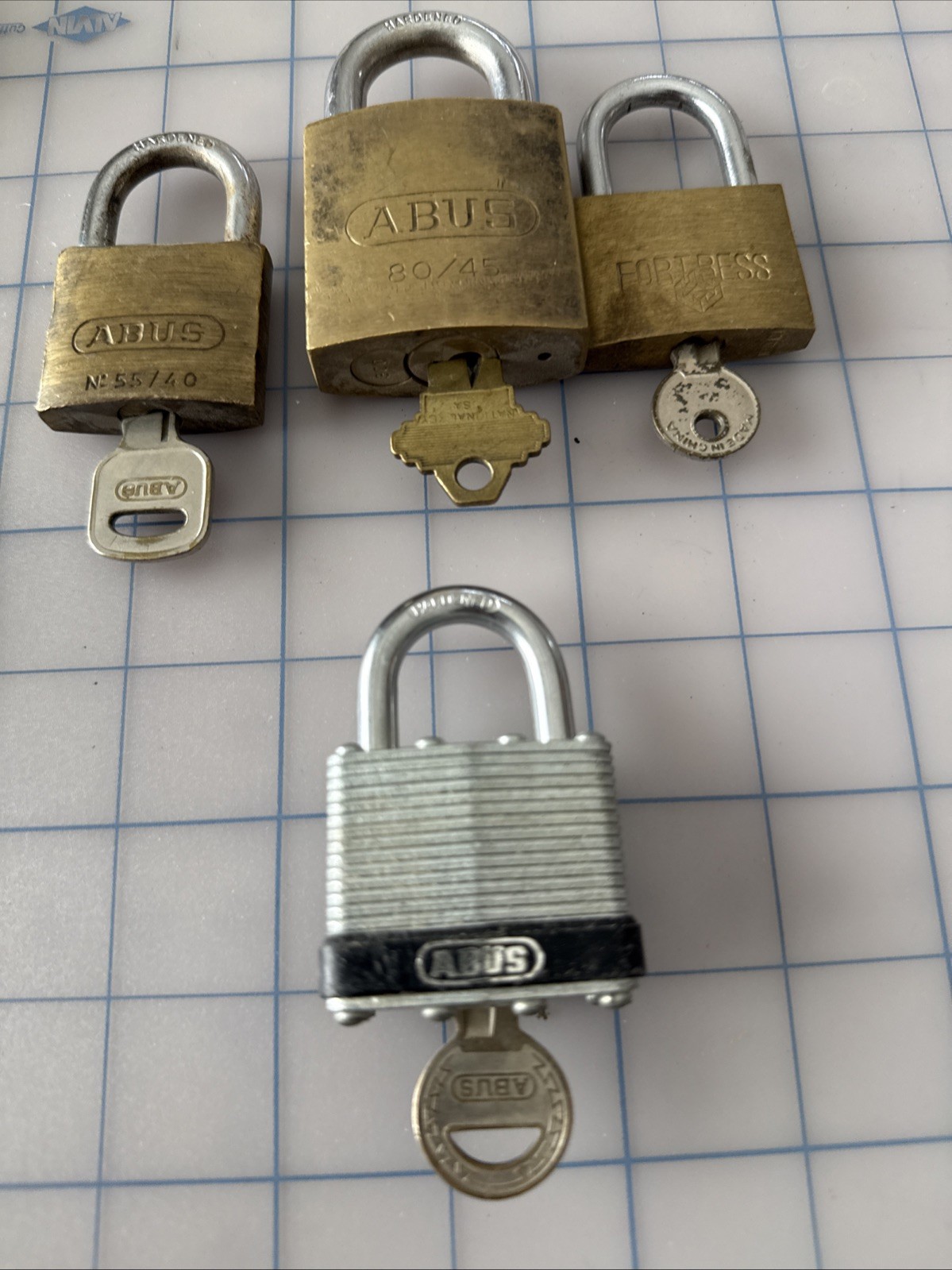 4Pcs of Vintage Padlock Abus with key as shown